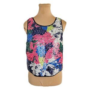 Milly Multi Color Sequin Tank Top Sz 8